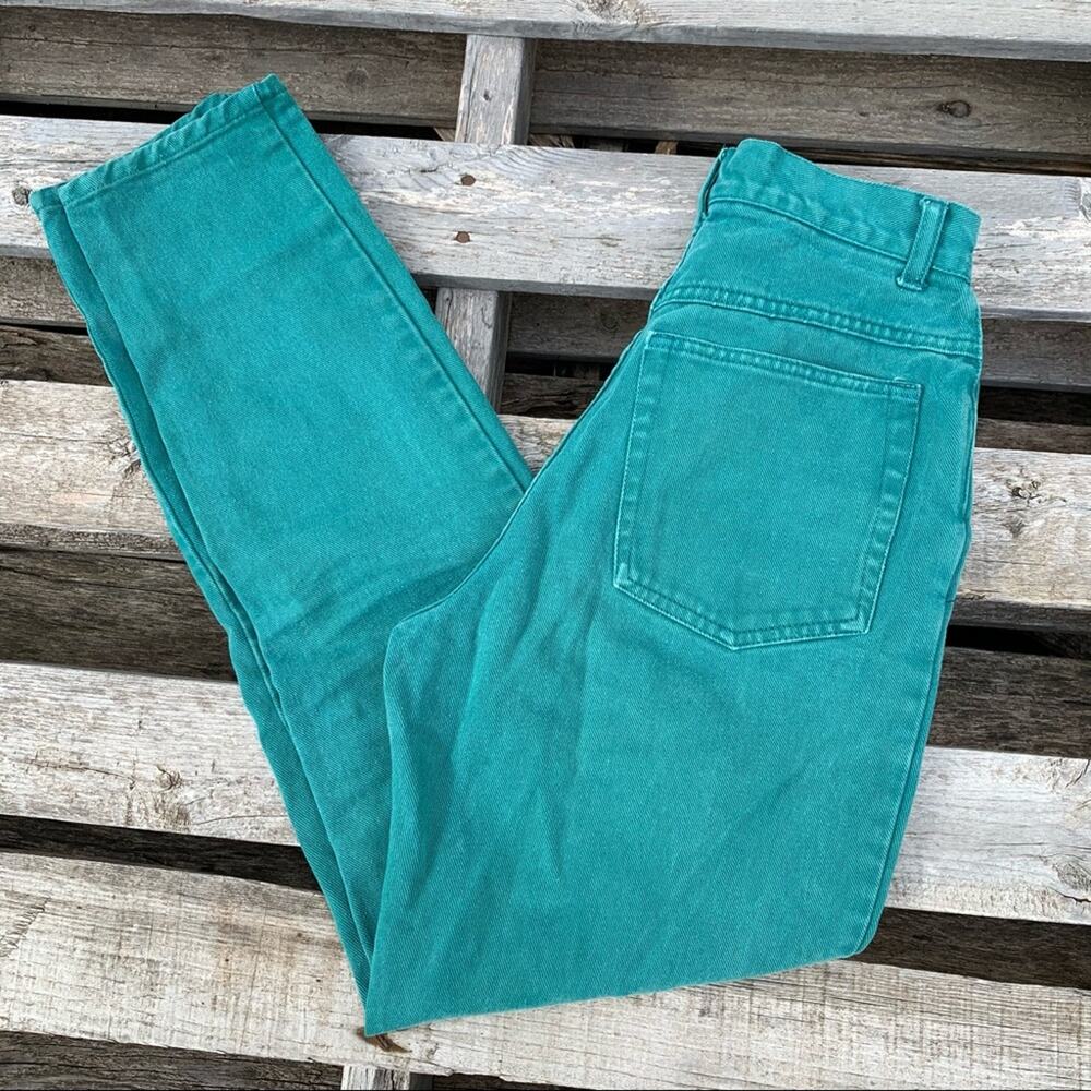 Vintage 90s New York News teal high rise taper jeans size 6